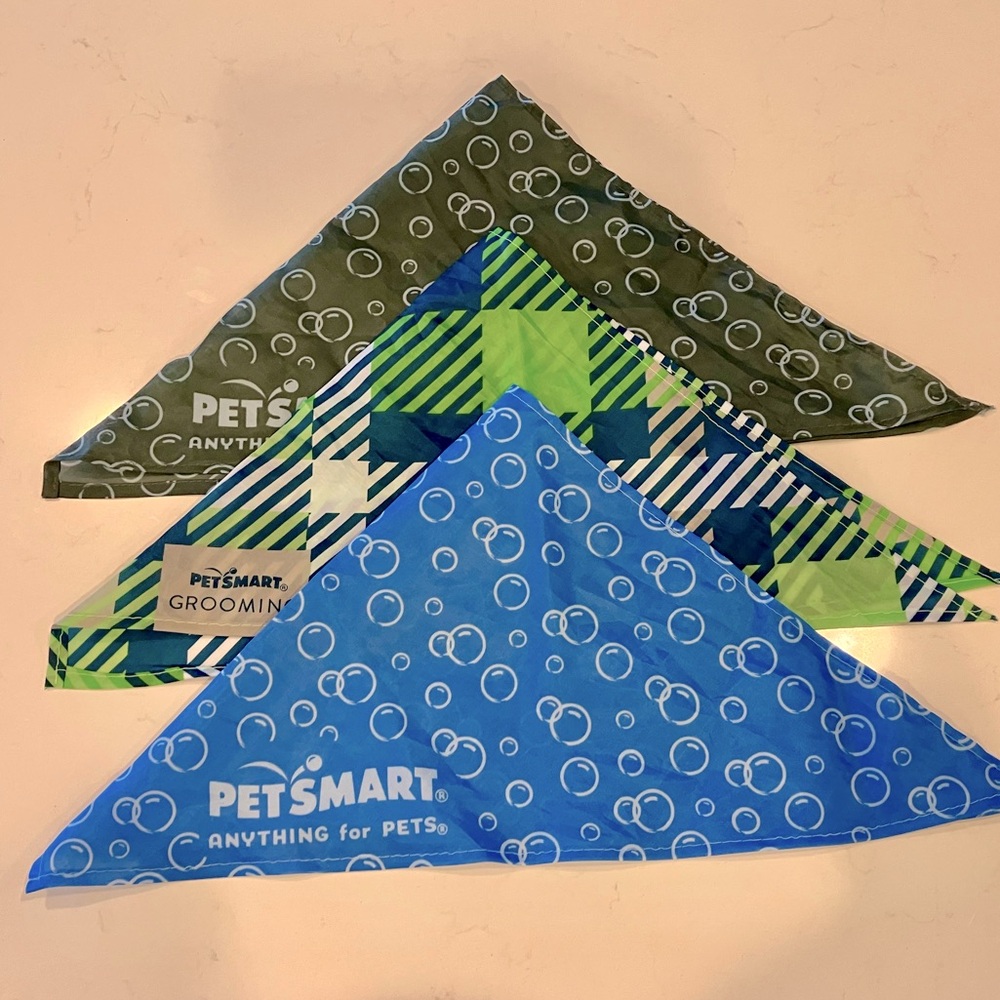 🎉FREE w/ purchase - 3 Dog Bandanas, green blue, gray